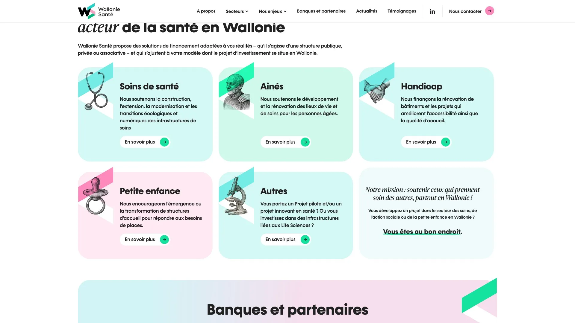 Section des secteurs soutenus : soins de santé, aînés, handicap, petite enfance