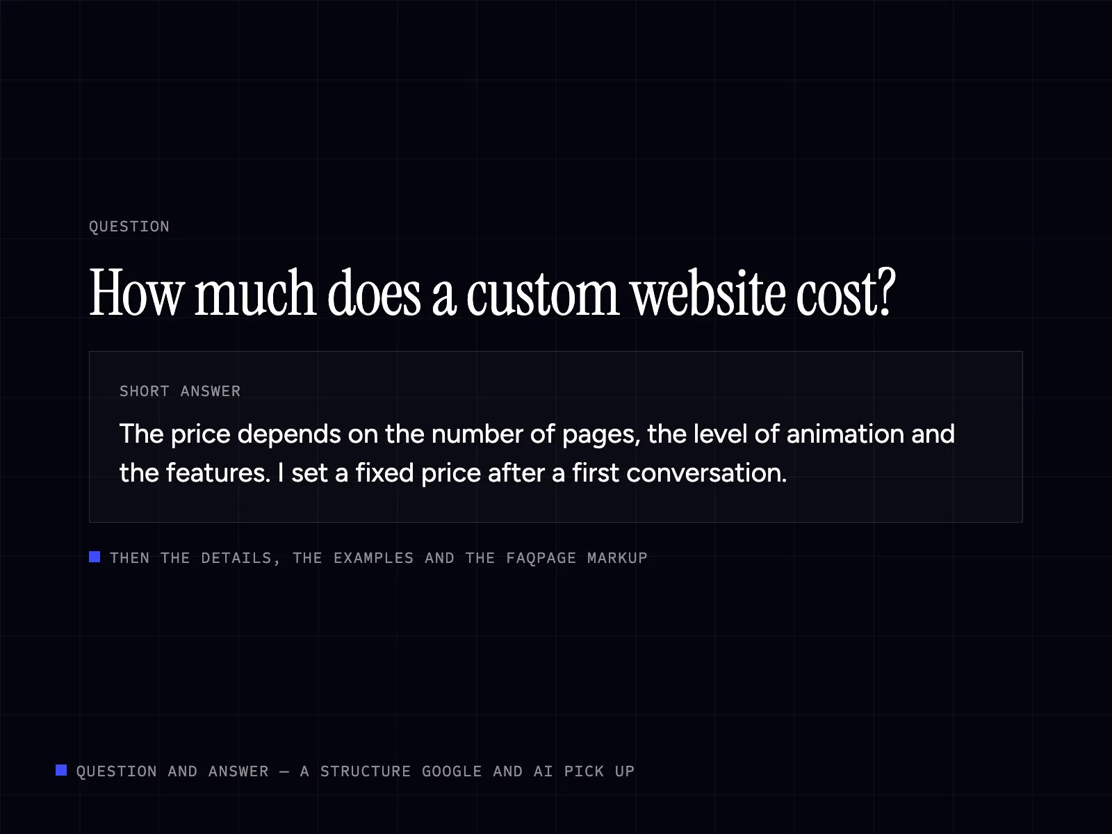 Question-and-answer block: question, short answer, then details