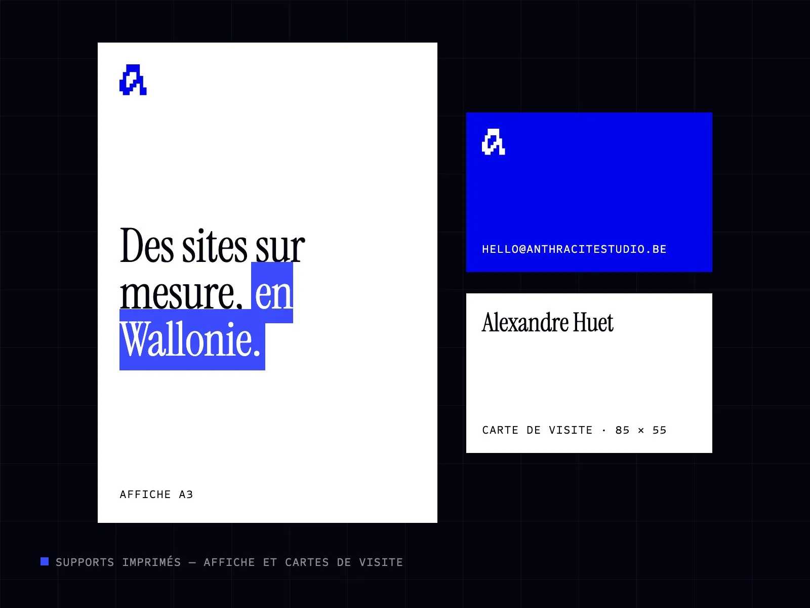 Affiche A3 et cartes de visite Anthracite Studio