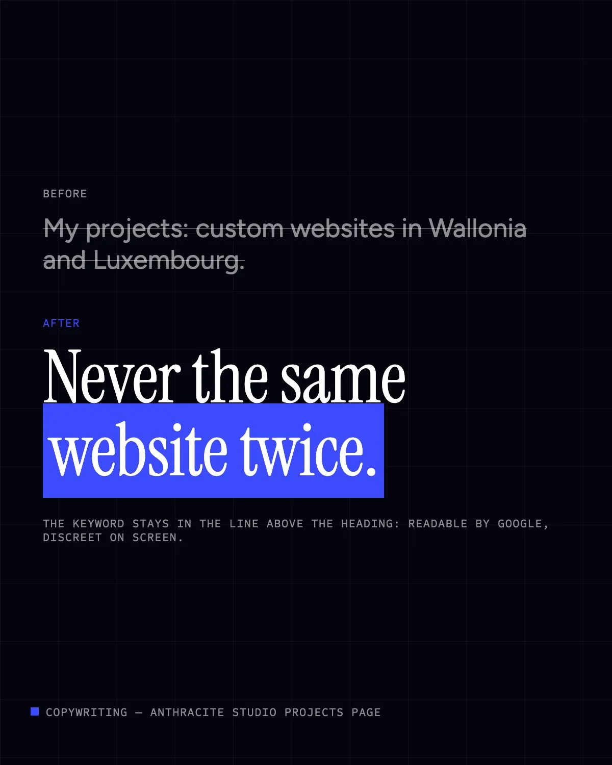 Projects page heading before and after the rewrite