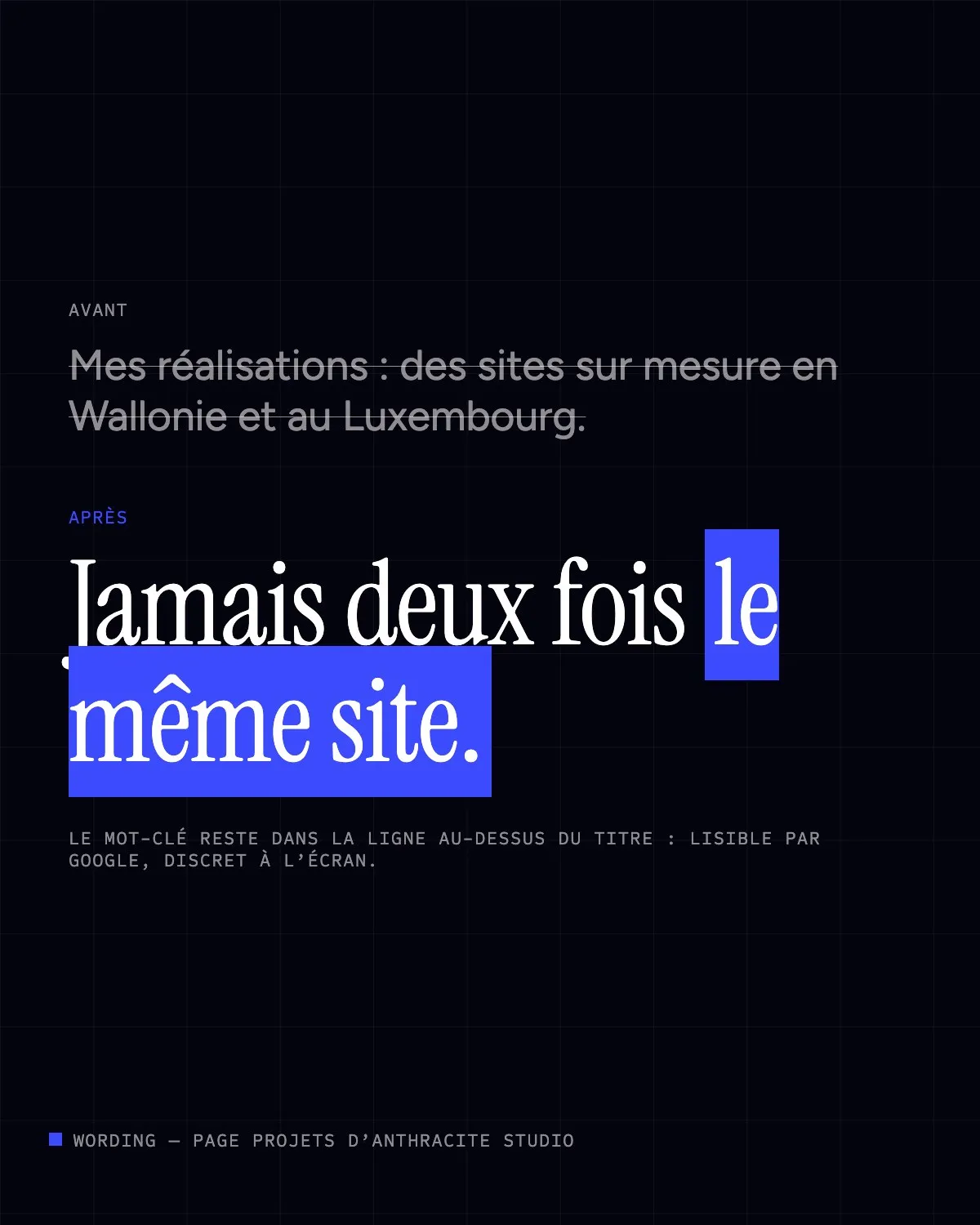 Titre de la page Projets avant et après réécriture