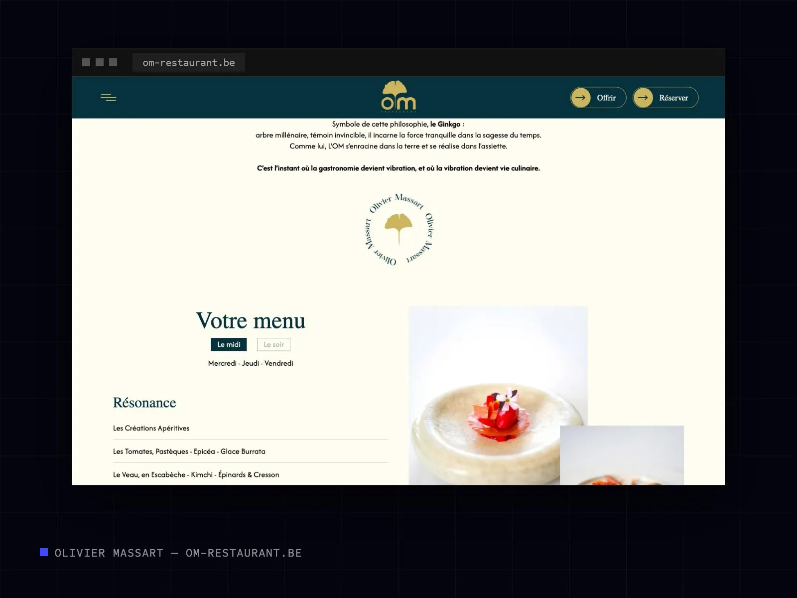 Section intérieure du site Olivier Massart