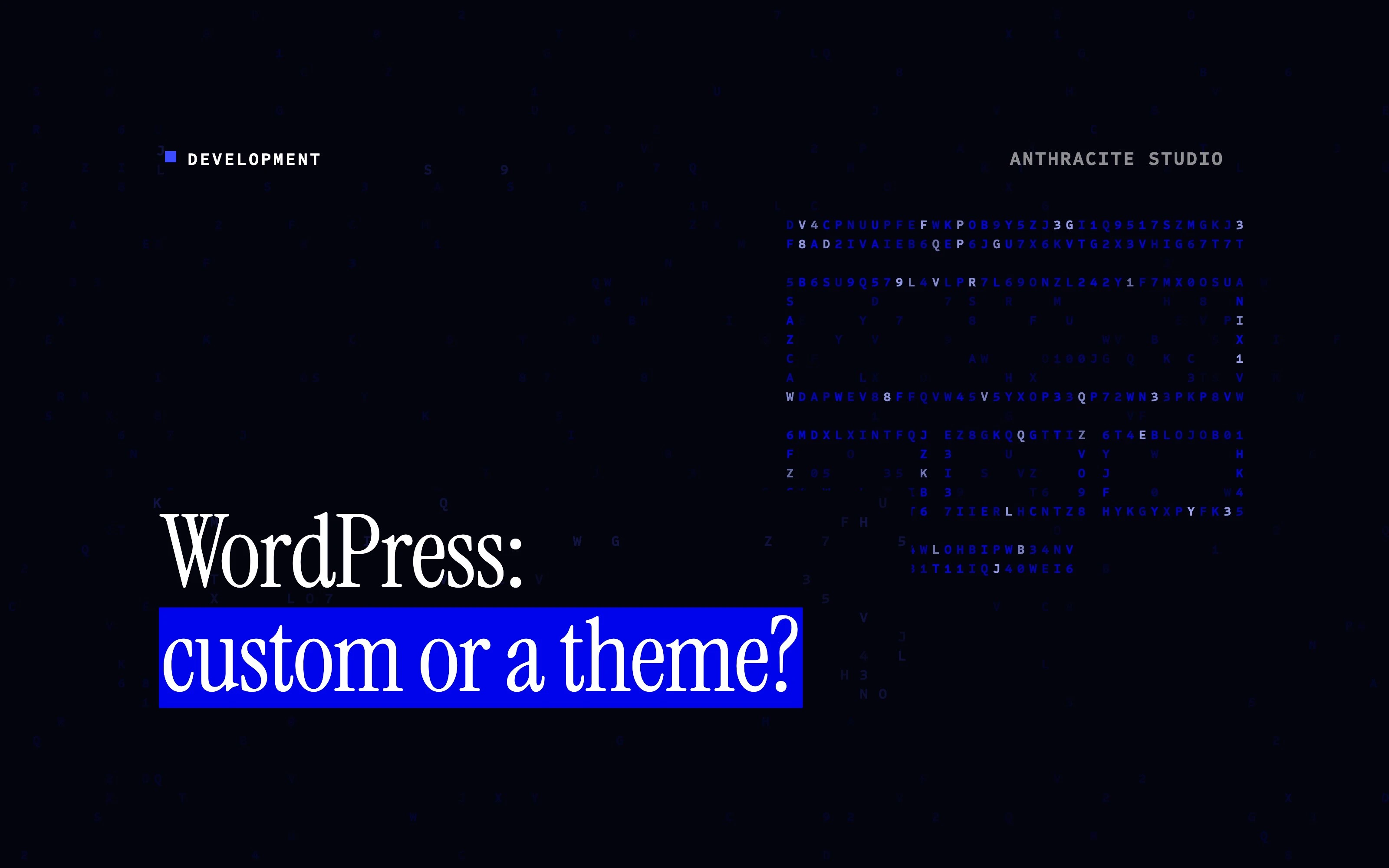 Article title on a dark background, surrounded by blue characters